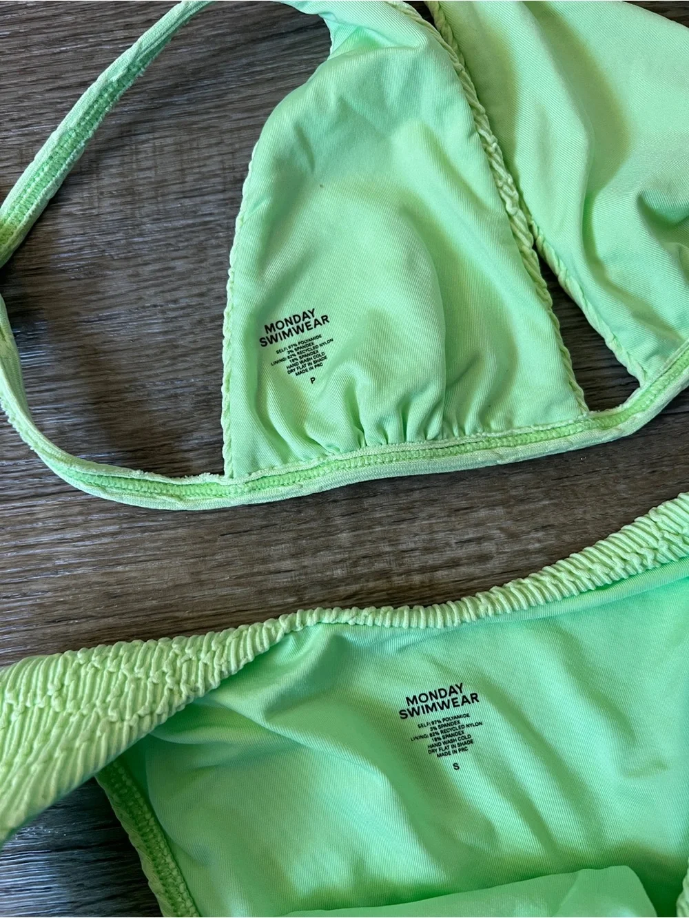 Monday Swimwear Barbados Top and High Cheeky Bottom in Honeydew Crinkle Plaid